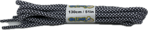 a pair of rope style 5mm wide white and black shoelaces