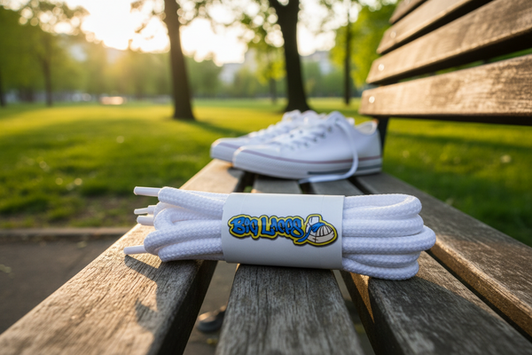 a pair of round 5mm wide white shoelaces