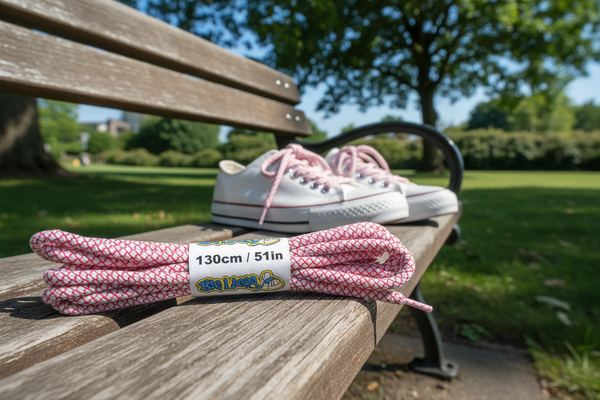 a pair of rope style 5mm wide white and pink shoelaces
