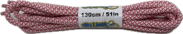 a pair of rope style 5mm wide white and pink shoelaces
