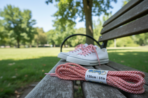 a pair of rope style 5mm wide white and red shoelaces