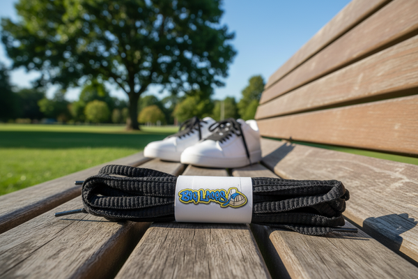 a pair of oval black shoelaces for running shoes