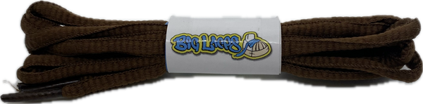 a pair of oval chocolate brown shoelaces for running shoes