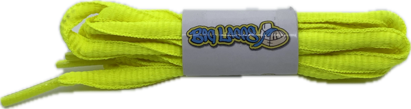a pair of oval neon yellow shoelaces for running shoes