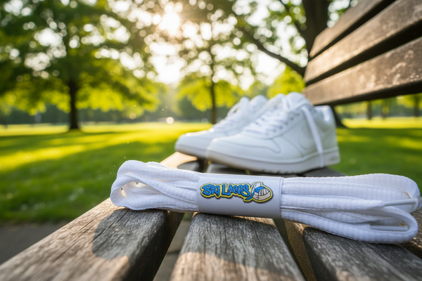 White Oval Running Shoe Shoelaces - 6mm wide