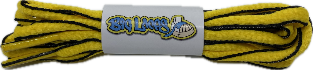 Sun Yellow and Black Oval Running Shoe Shoelaces