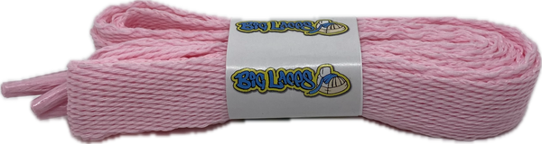 a pair of flat baby pink 20mm wide shoelaces
