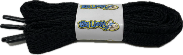 a pair of flat black 20mm wide shoelaces
