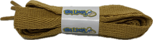 a pair of flat caramel brown 20mm wide shoelaces
