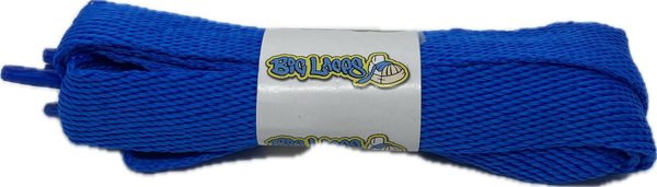 a pair of flat electric blue 20mm wide shoelaces
