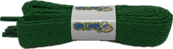 a pair of flat kelly green 20mm wide shoelaces
