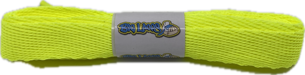 a pair of flat neon yellow 20mm wide shoelaces
