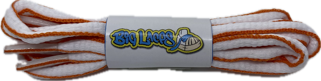 White and Burnt Orange Oval Running Shoe Shoelaces