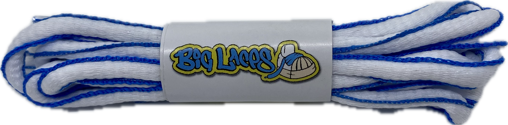 White and Electric Blue Oval Running Shoe Shoelaces