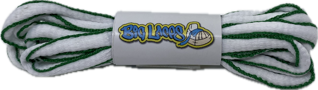 White and Kelly Green Oval Running Shoe Shoelaces