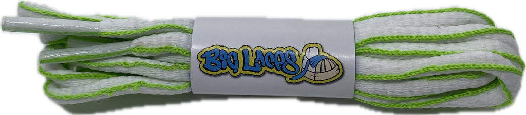 White and Neon Green Oval Running Shoe Shoelaces