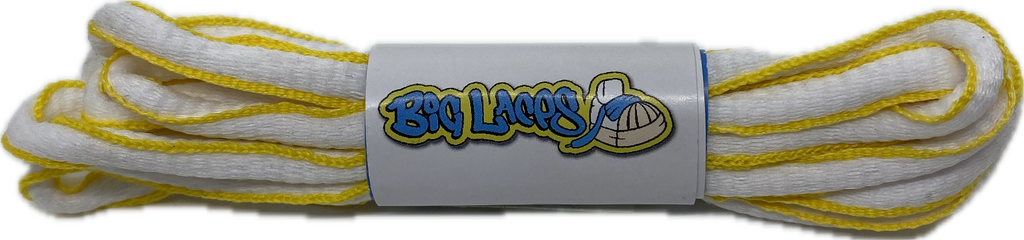 White and Sun Yellow Oval Running Shoe Shoelaces