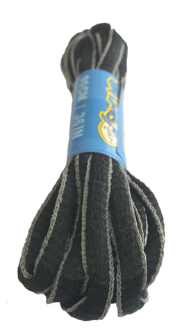 Black and Grey Oval Running Shoe Shoelaces - 6mm wide
