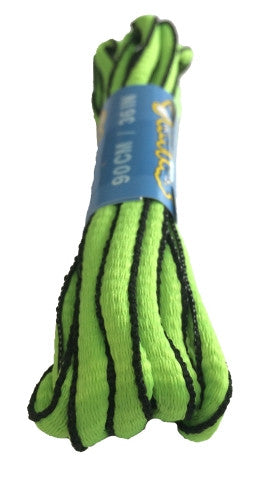 Neon Green and Black Oval Running Shoe Shoelaces