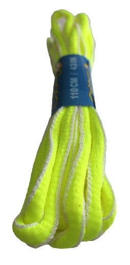 Neon Yellow and White Oval Running Shoe Shoelaces