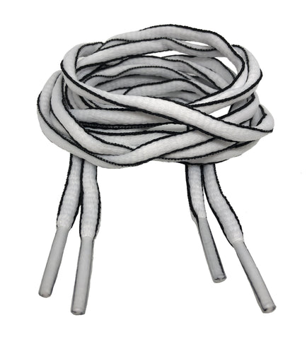 White and and Black Oval Running Shoe Shoelaces - 6mm wide