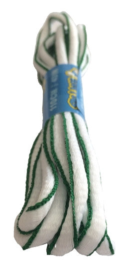 White and Green Oval Running Shoe Shoelaces
