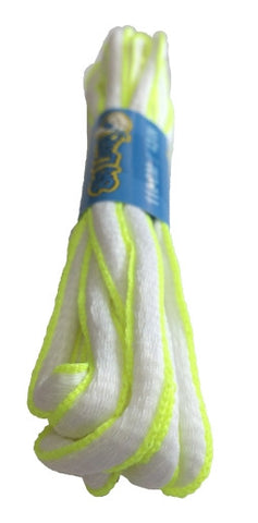 White and Neon Yellow Oval Running Shoe Shoelaces