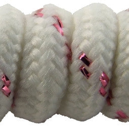 Curly White Pink Metallic Shoelaces