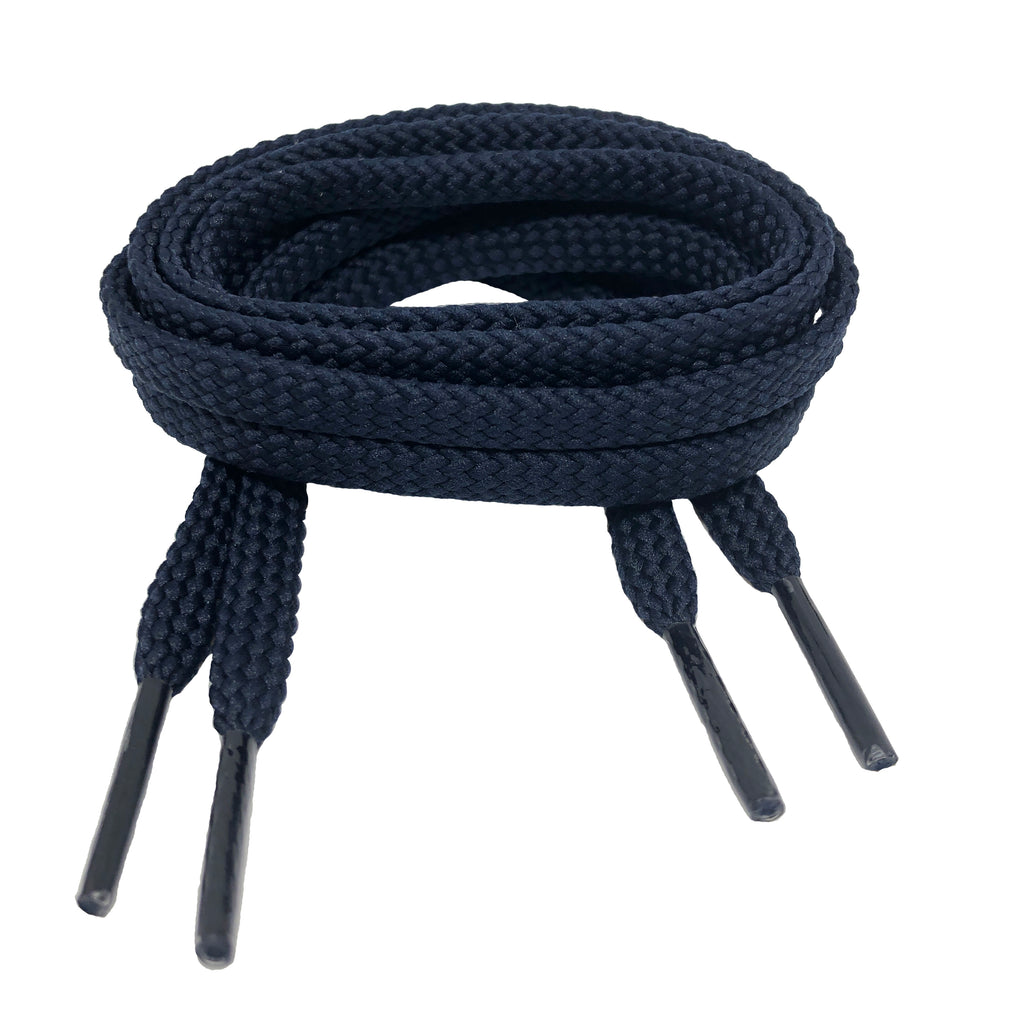 Flat Dark Navy Blue Shoelaces - 7mm wide