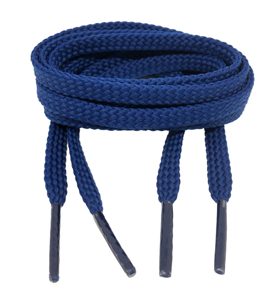 Flat French Navy Blue Shoelaces 7mm wide Big Laces