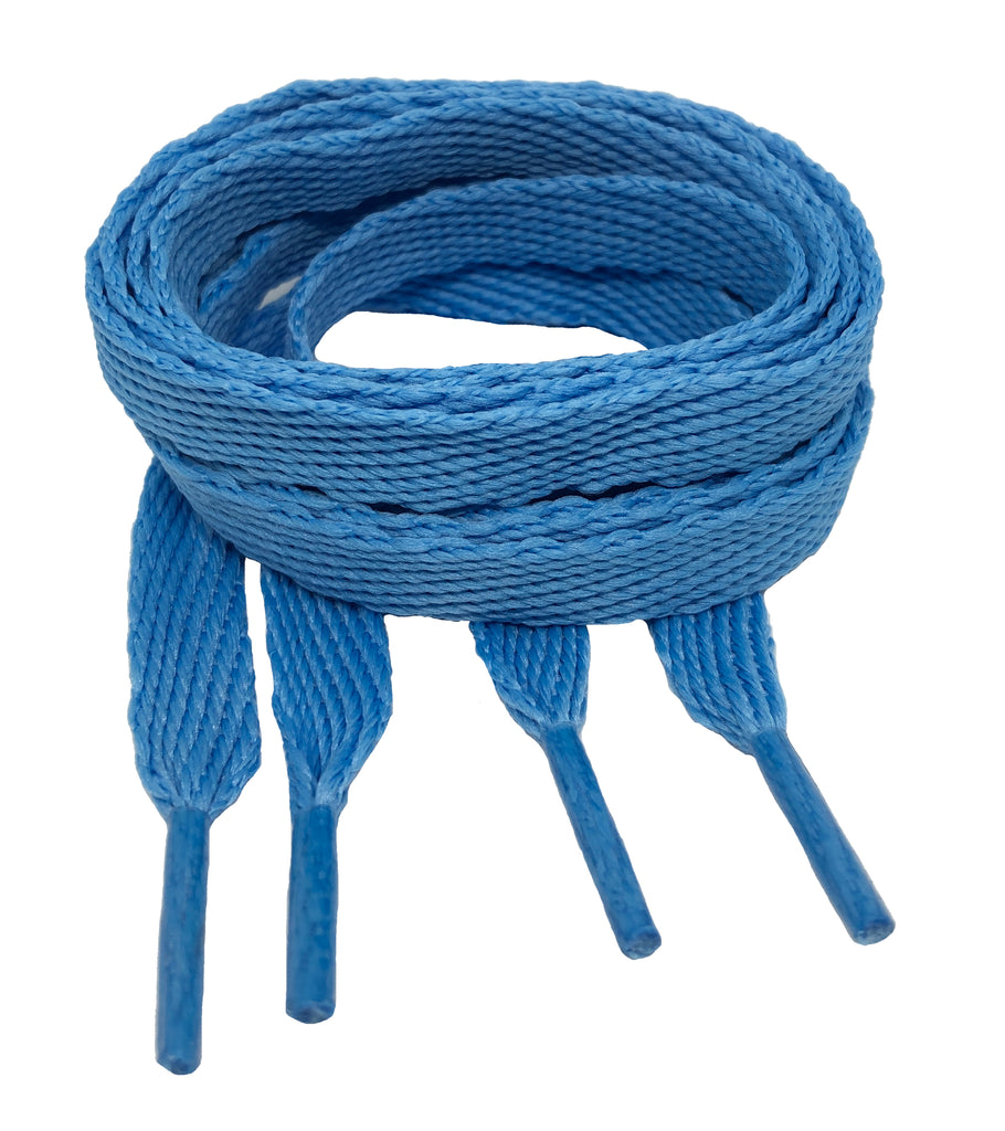 Flat Azure Blue Shoelaces - 10mm wide