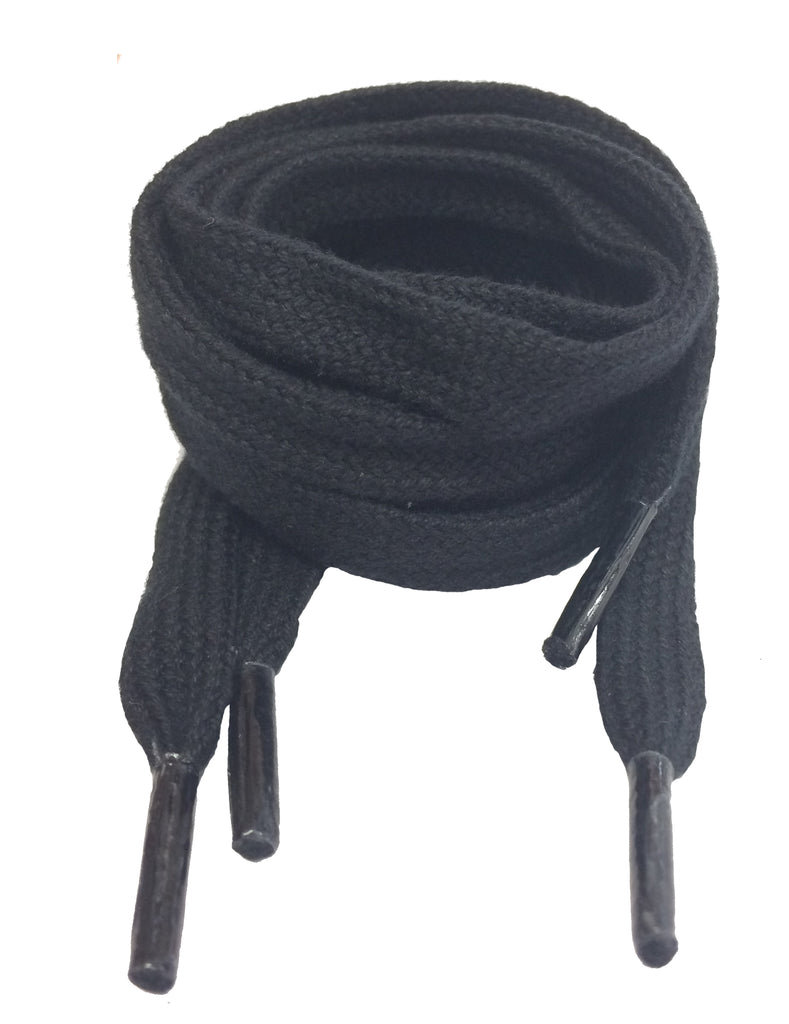 Flat Black Cotton Shoelaces