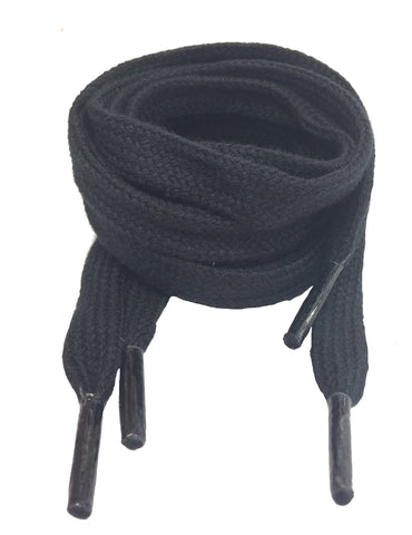 Flat Black Cotton Shoelaces