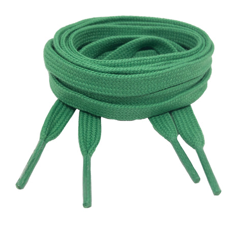 Flat Green Cotton Shoelaces