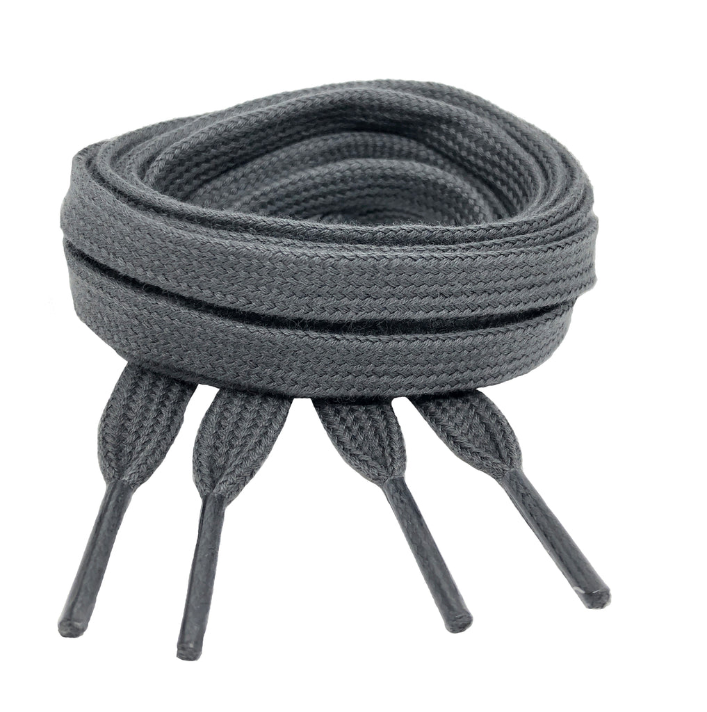 Flat Grey Cotton Shoelaces - 8mm wide