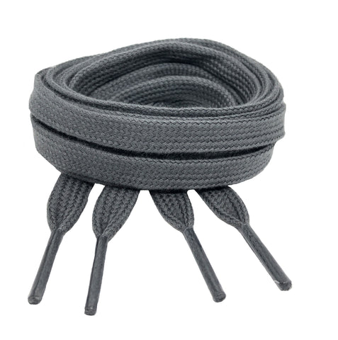 Flat Grey Cotton Shoelaces - 8mm wide