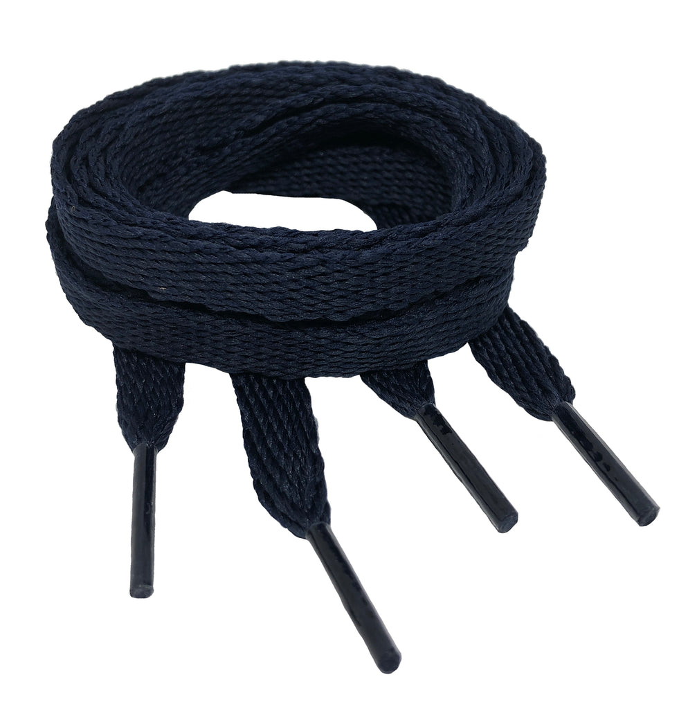 Flat Dark Navy Blue Shoelaces - 10mm wide