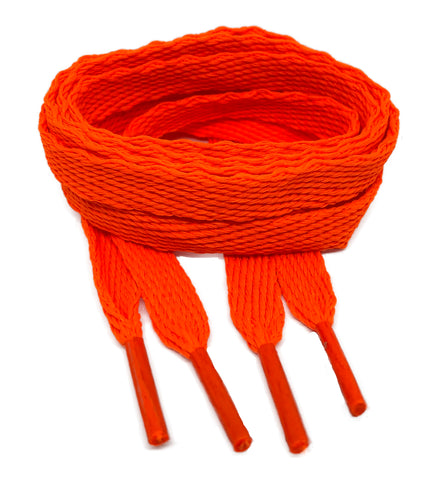 Flat Neon Orange Shoelaces - 10mm wide