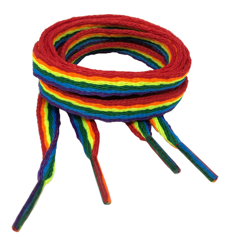Flat Rainbow Shoelaces - 10mm wide