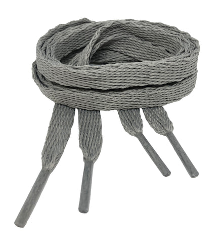 Flat Silver Grey Shoelaces - 10mm wide