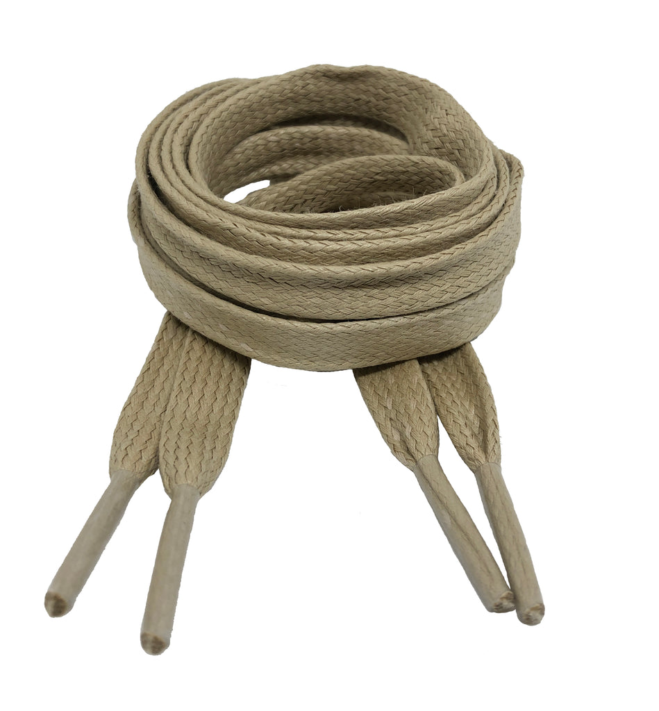 Flat Waxed Oatmeal Cotton Shoe Laces - 8mm wide