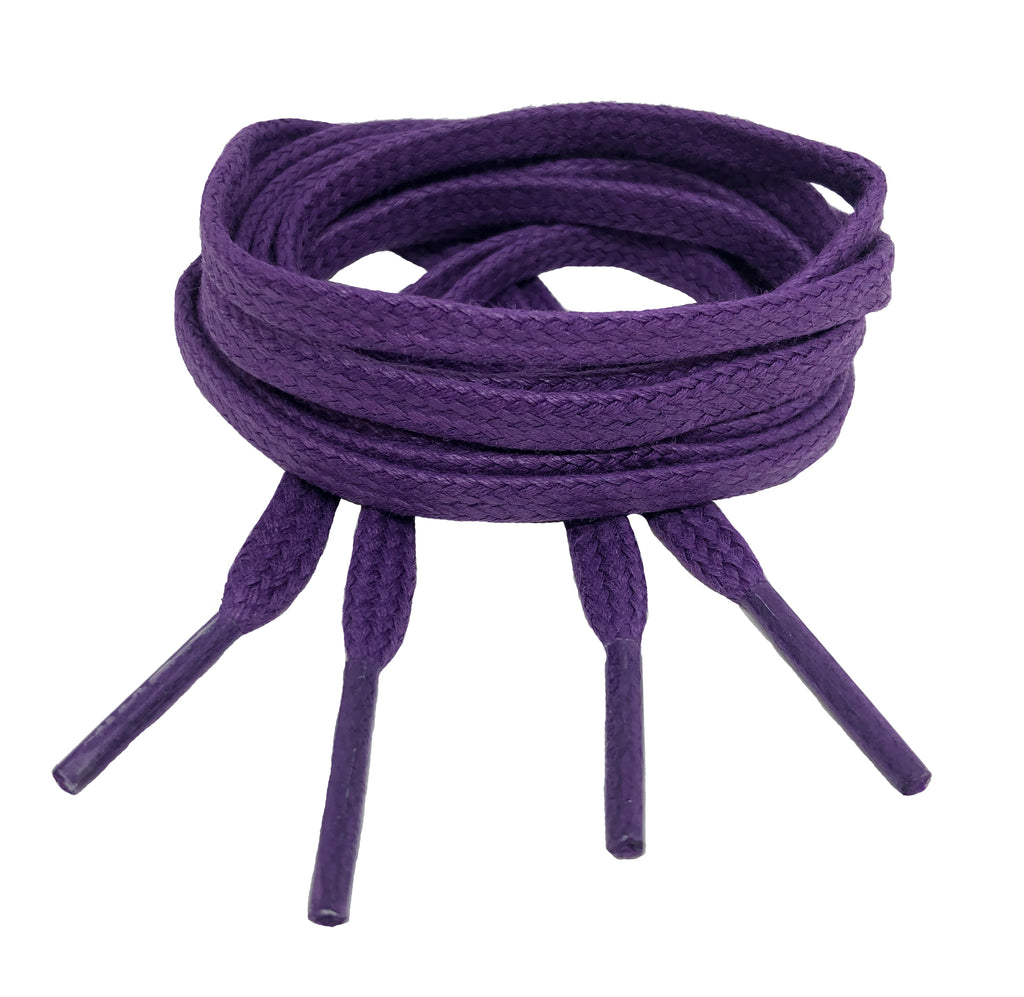 Flat Waxed Purple Cotton Shoe Laces - 4mm wide
