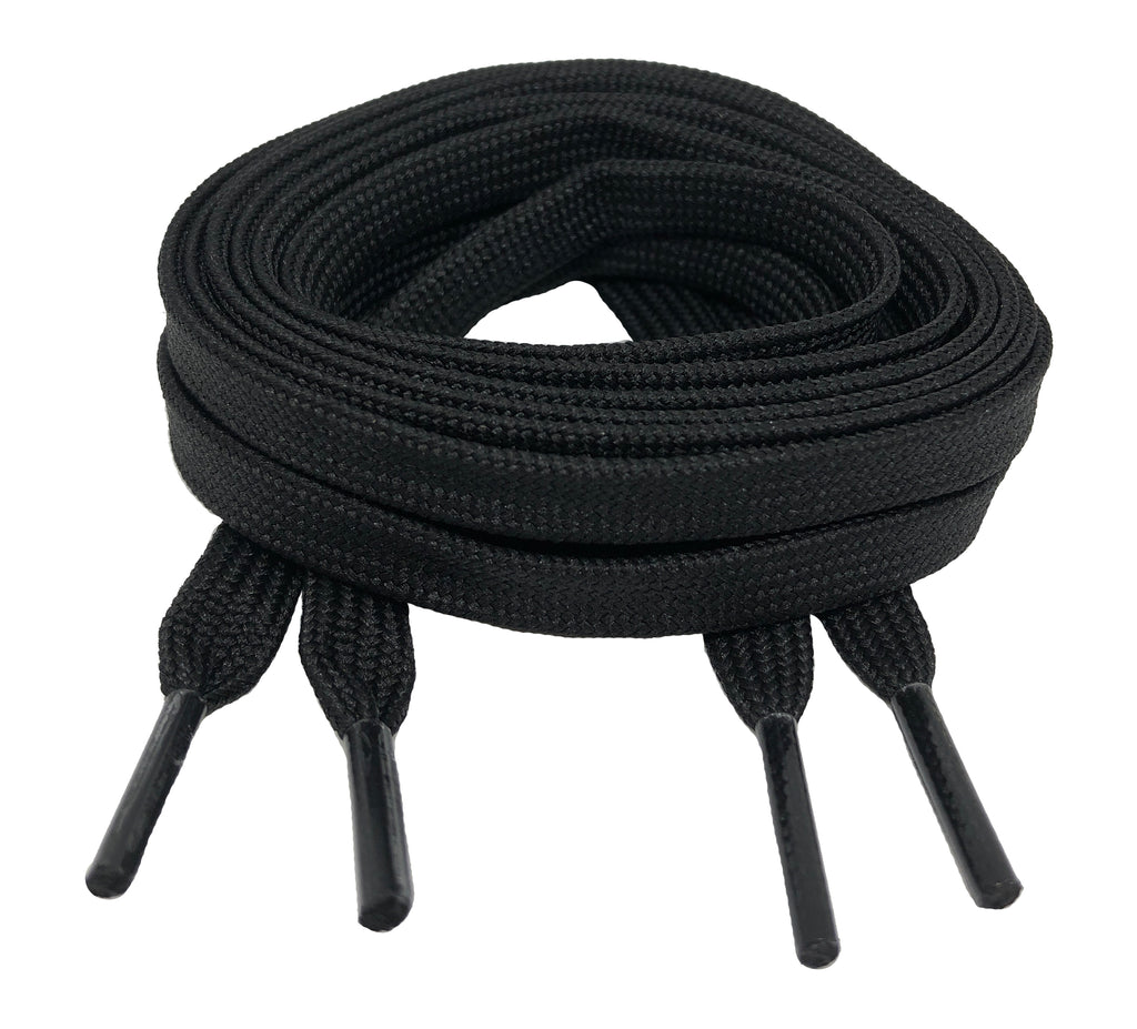 Flat Black Shoelaces 8mm wide