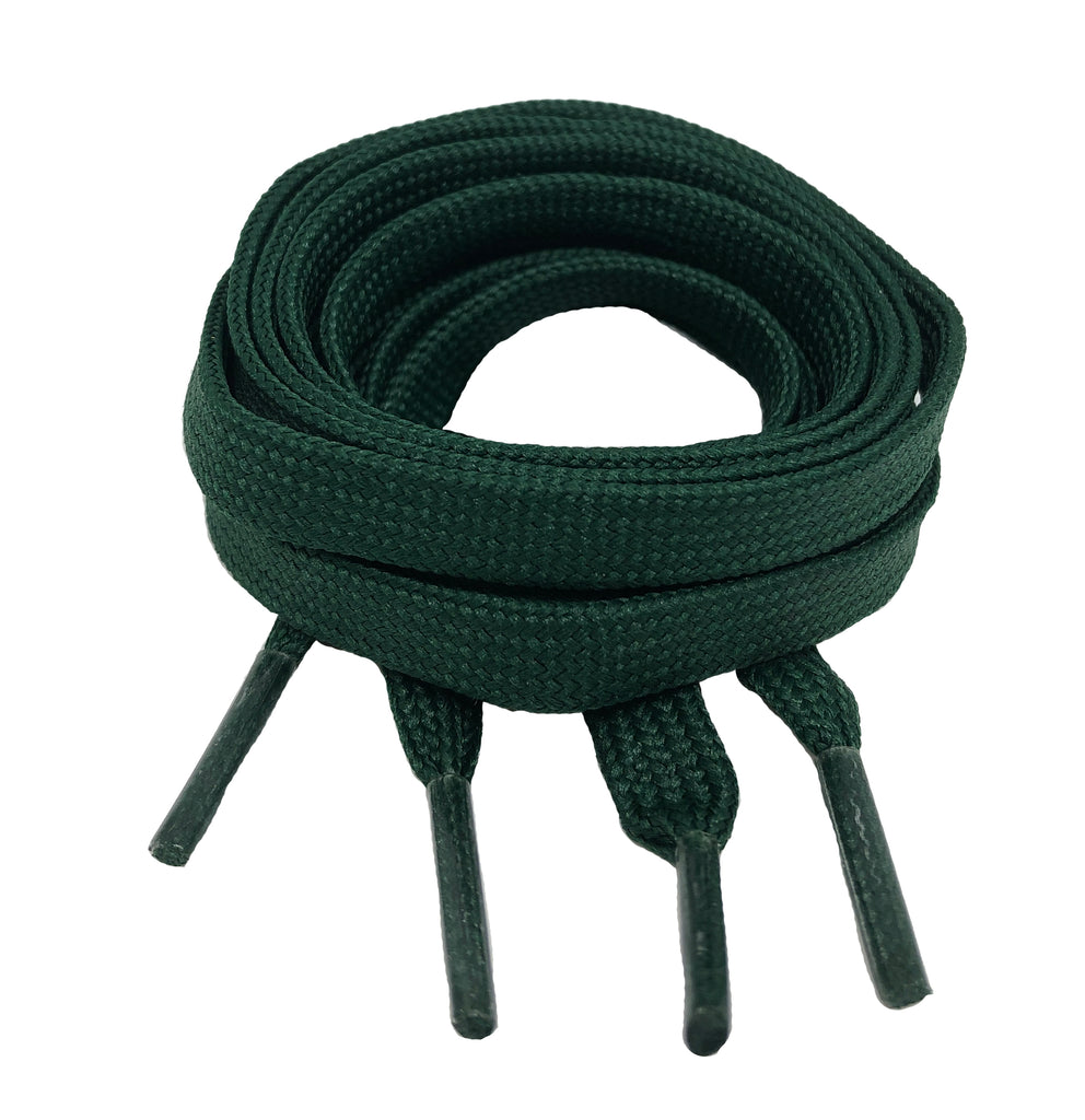 Flat Forest Green Shoelaces 8mm wide