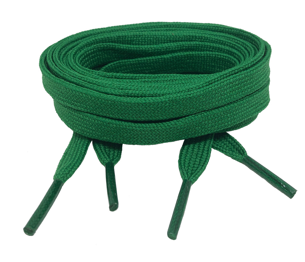 Flat Green Shoelaces 8mm wide