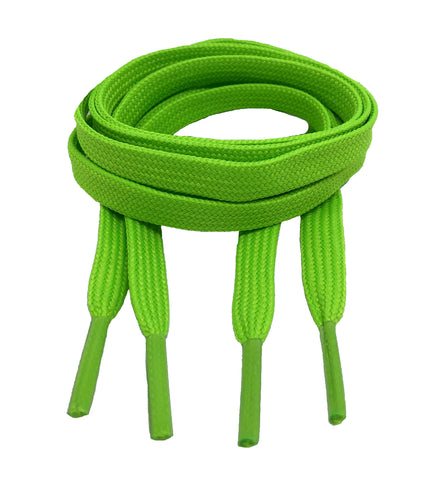 Flat Neon Green Shoelaces 8mm wide
