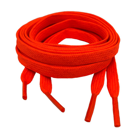 Flat Neon Orange Shoelaces 8mm wide