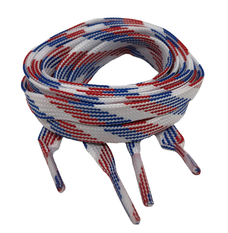 Flat Red White Blue Shoelaces 8mm wide