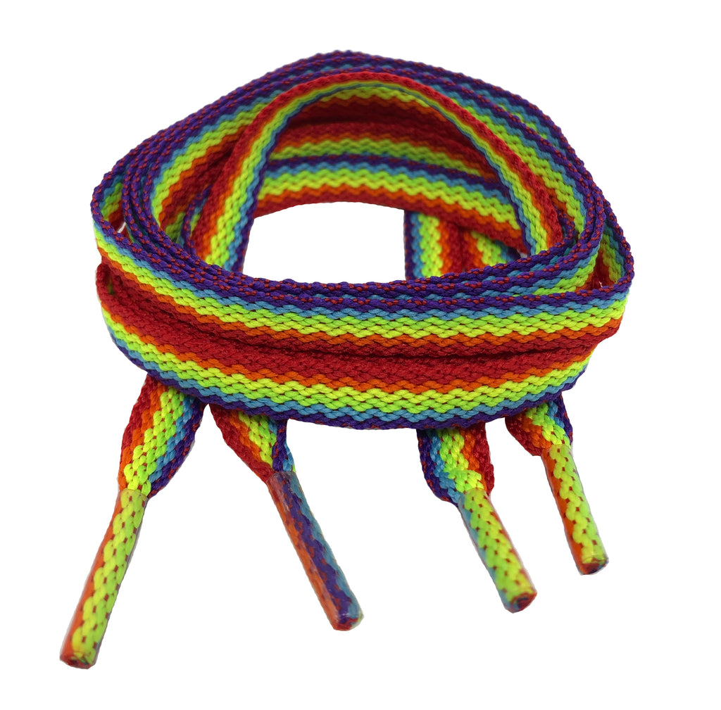 Flat Rainbow Shoelaces - 8mm wide
