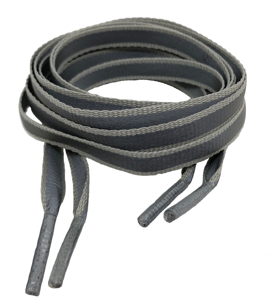 Flat Reflective Light Grey Shoelaces 8mm wide – Big Laces